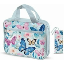 1pc Bible Cover with Handles 10.6x7.9x2.1 inch Large Zippered Bible Carrying Case Butterfly Bible Protective with Pockets and Bookmarks for Women Men Bible Note Books Carrying Accessories Colorful