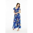thumbnail image 4 of Women's Hawaiian Maxi Ruffle Sleeve Dress in Hibiscus Blue, 4 of 5