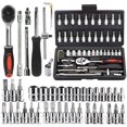 thumbnail image 1 of Chrome Vanadium Steel Drive Impact Socket Set | Drive Ratchet Metric Wrench Tool Set, Multi Sockets, Universal Joint, Extension Bar | Bit Coupler, Spinner Handle For Auto Repairing Tool, 1 of 5