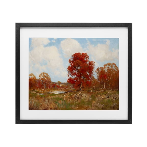 Fall Landscape with Red Foliage Black Framed Print Under Glass, design by Arlington Prints
