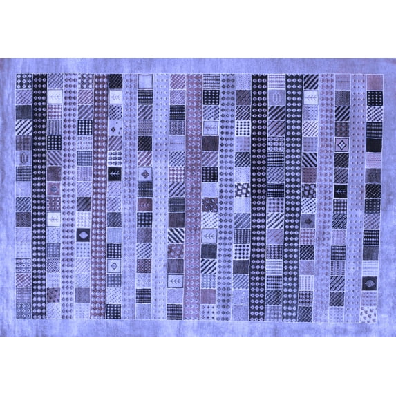 Ahgly Company Machine Washable Indoor Rectangle Abstract Blue Contemporary Area Rugs, 2' x 5'