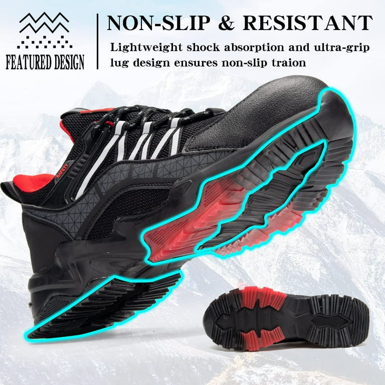 YAZI Steel Toe Shoes for Men Women,Comfortable Safety Shoes