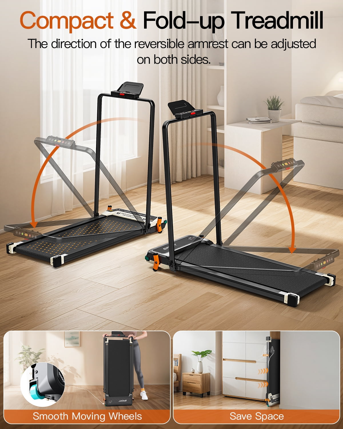 Treadmill with  5Level Auto Incline - Dual-Sided  Treadmill with Foot Massage, 2.5HP Multiple Control Options & Data Panels , 330 lb Capacity for Holiday gift