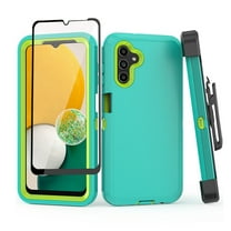 TASHHAR Samsung Galaxy A04S Case/A13 5G Case with Belt Clip Holster Screen Protector Military Grade Heavy Duty Protection 3 in 1 Shockproof Armor Rugged for Galaxy A04S/A13 5G Phone - Green Yellow
