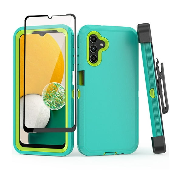 TASHHAR Samsung Galaxy A04S Case/A13 5G Case with Belt Clip Holster Screen Protector Military Grade Heavy Duty Protection 3 in 1 Shockproof Armor Rugged for Galaxy A04S/A13 5G Phone - Green Yellow