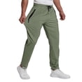 thumbnail image 2 of Hearthz Men's Quick Dry Straight Leg Men's Pants Athletic Workout Ice Silk Trousers Stretchy Jogger Pants for Men with Zipper Pockets Green XXL, 2 of 5