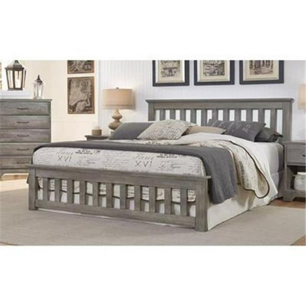 Works 6 by 6 Wood Slat with Headboard, King Size Grey