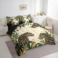 thumbnail image 3 of Manfei Jungle Cheetah Leopard Twin Bedding Sets 7pcs, Green Leaves Bedding Comforter Set, Woodland Wildlife Sheet Sets, Breathable Home Decor, 3 of 8