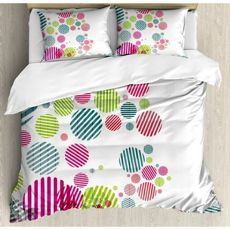 Ambesonne Abstract Artistic Pattern With Striped Spots Dots