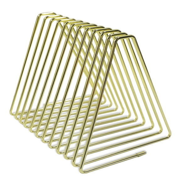 11 Lattice Adjustable Triangle File Holder Book Rack, Vertical Desktop Magazine Stand, Metal Newspaper Folder, Wire File Sorter Desk Organizer, for Vinyl Record Notebook (Gold)