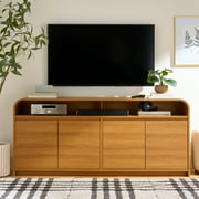 Better Homes & Gardens Juliet Curved TV Stand for TVs up to 75 in, Light Honey Finish