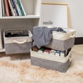 thumbnail image 3 of 3 Piezas Cestas de Almacenamiento de Tela para Organizar, Caja Canastas Decorativas con Asas, Canastas Plegables para Ba&ntilde;o de Tela para Organizar Estantes, Ba&ntilde;o, Juguetes, Cl&amp, 3 of 6