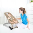 thumbnail image 4 of Gymax Folding Infant Bouncer Portable Baby Rocker w/ Breathable Backrest Aluminum Beige, 4 of 9