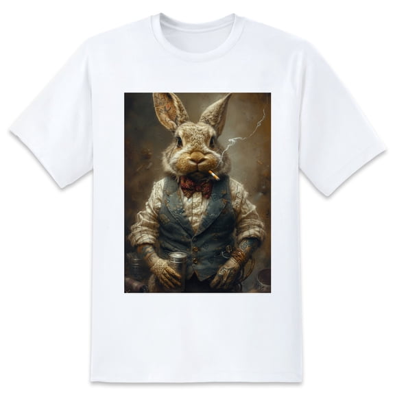 Basic Oversize Tees For WomenRabbit Loose Boyfriend Shirts Casual Blouse round neck