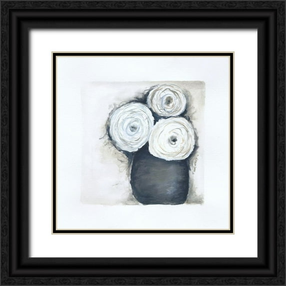 Shamp, Cindy 12x12 Black Ornate Wood Framed with Double Matting Museum Art Print Titled - Gray Vase I