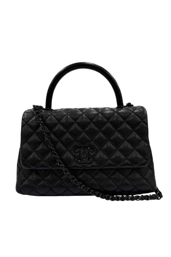 Pre-Owned CHANEL A92991 Coco Handle 29 Large Top Caviar Skin Flap 2-Way Shoulder Bag Handbag...