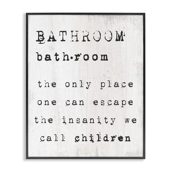 Stupell Industries Cottage Bathroom Definition Escape Funny Family Word Design Black Framed Giclee Art, 11 x 14, by Lil' Rue