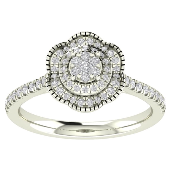 ARAIYA FINE JEWELRY 10K White Gold Lab Grown Diamond Cluster Ring (1/2 cttw, D-F Color, VS Clarity), Size 8