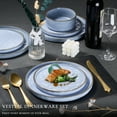 thumbnail image 6 of Vesteel Dinnerware Sets, 12-Piece Stoneware Plates and Bowls Set, Dishes Set for 4, Elegant Ceramic Dinnerware for Home Restaurant - Uranus Blue, 6 of 9