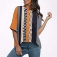 thumbnail image 2 of Liquidation Staron Femmes Hauts d'Été Mode Imprimé Blouses Grande Taille Manches Courtes Tunique Décontractée Élégante Hauts Col Rond Chemises Amples Confortables T-Shirt Cadeaux d'Anniversaire pour Elle Orange P, 2 of 3