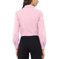 thumbnail image 3 of INSPIRE CHIC Women's Button Down Bodysuit Collared Lapel Long Sleeve Work Shirt Top L Pink, 3 of 6