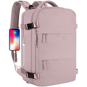 DAKIMOE Large Travel Backpack with Laptop Compartment, Light Pink
