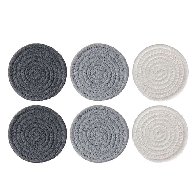 Juego de 6 posavasos redondos para bebidas, posavasos tejidos vintage para protección de la mesa, posavasos de tela resistentes al calor