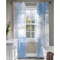 thumbnail image 4 of Blue Grey Abstract Art Sheer Curtains 84 Inch Length 2 Panels Set for Living Room/Bedroom, Modern Shabby Farmhouse Kitchen Curtains Grommet Semi-Sheer Curtains Drapes Window Treatments 52"x84"x2, 4 of 7