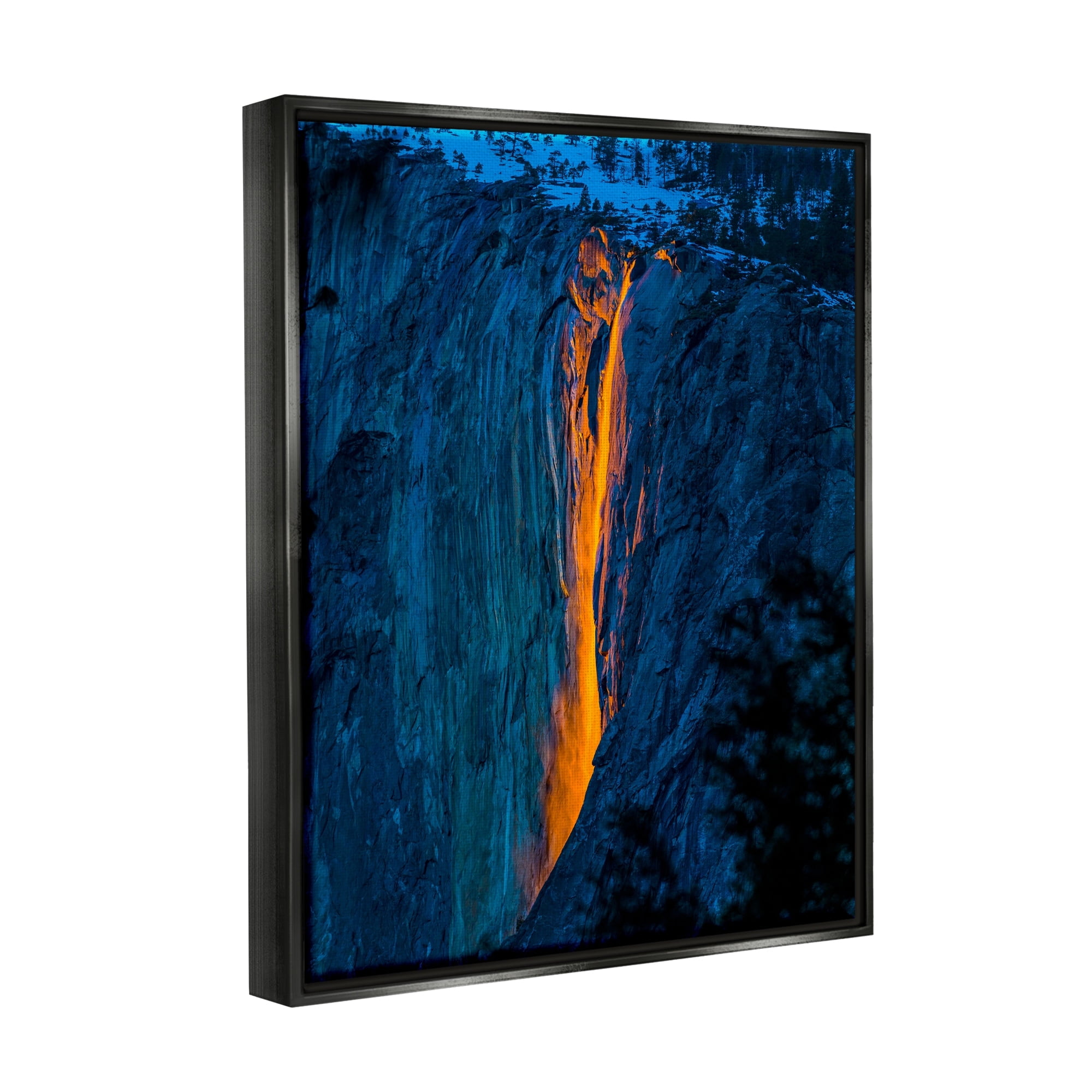 Stupell Industries Lava Flowing Snowy Mountain Side Rock Cliffs Photograph Metallic Gold Floating Framed Canvas Print Wall Art, Design by Steve Smith
