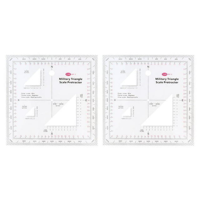 2x Regla De Lectura De Mapa De Transportador De Escala Coordinada Militar Para Sunnimix ProtRactor de escala de coordenadas