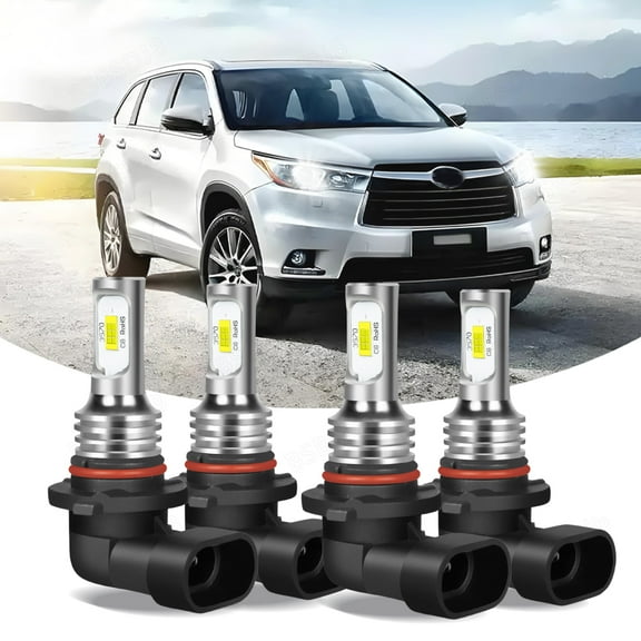 BSBSDJB For Toyota Highlander 2001-2007 White LED Headlight High&Low Beam Bulbs Combo 9005 9006, 4-pack