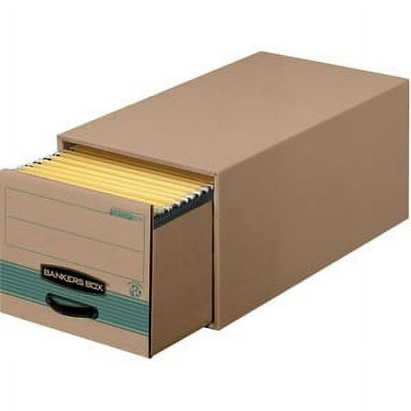 Bankers Box STOR/DRAWER STEEL PLUS Extra Space-Savings Storage Drawers, Legal Files, 16.75" x 25.5" x 11.5", Kraft/Green, 6/Carton