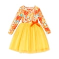 thumbnail image 2 of EnJoCho Girls Holiday Princess Dress Pumpkin 𝖥loral Tulle Long Sleeve Halloween Christmas Par𝗍y Outfit 3-7 Years, 2 of 7