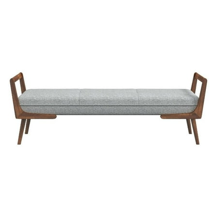 Maklaine Mid-Century Modern Rectangular Fabric Upholstered Bench in Gray