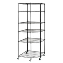 Hyxoo 6Tier Corner Shelf Shelving Wire Metal Rack Storage Organizer Heavy Duty w/Wheel