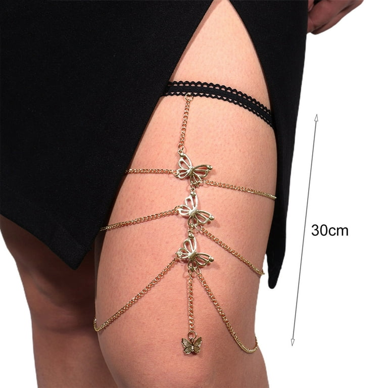 GROFRY Women Thigh Chain Multilayer Butterfly Jewelry Long Lasting