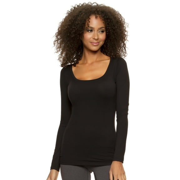 Felina | Velvety Soft Scoop Neck L/S (Black, Small)