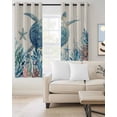 thumbnail image 4 of Summer Marine Life Blackout Curtains for Bedroom Living Room, Ocean Sea Turtle Starfish Coral Vintage 84 In Long Thermal Insulated Room Darkening Drapes Grommet Window Treatments, 42 x 84 In, 4 of 9