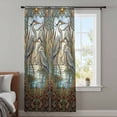 thumbnail image 4 of Vintage Cranes Sheer Curtains 108 Inches Extra Long, Country Retro Chic Glass Flower Textured Light Filering Curtains, Privacy Drapes Simi Floor to Veiling Curtain for Living Room Window Treatment, 4 of 9