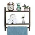 thumbnail image 2 of 2-Tier Wall-Mounted Bathroom Wooden Storage Rack With Hanging Towel Bar, 2 of 5