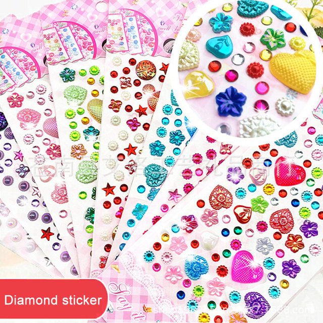 Sheet Heart Shape Sticker Crystal Diamond Acrylic Beads Scrapbooking Car Book Memo Decor Kids Gifts Toys DIY Art Craft Sticker heqiyong LED