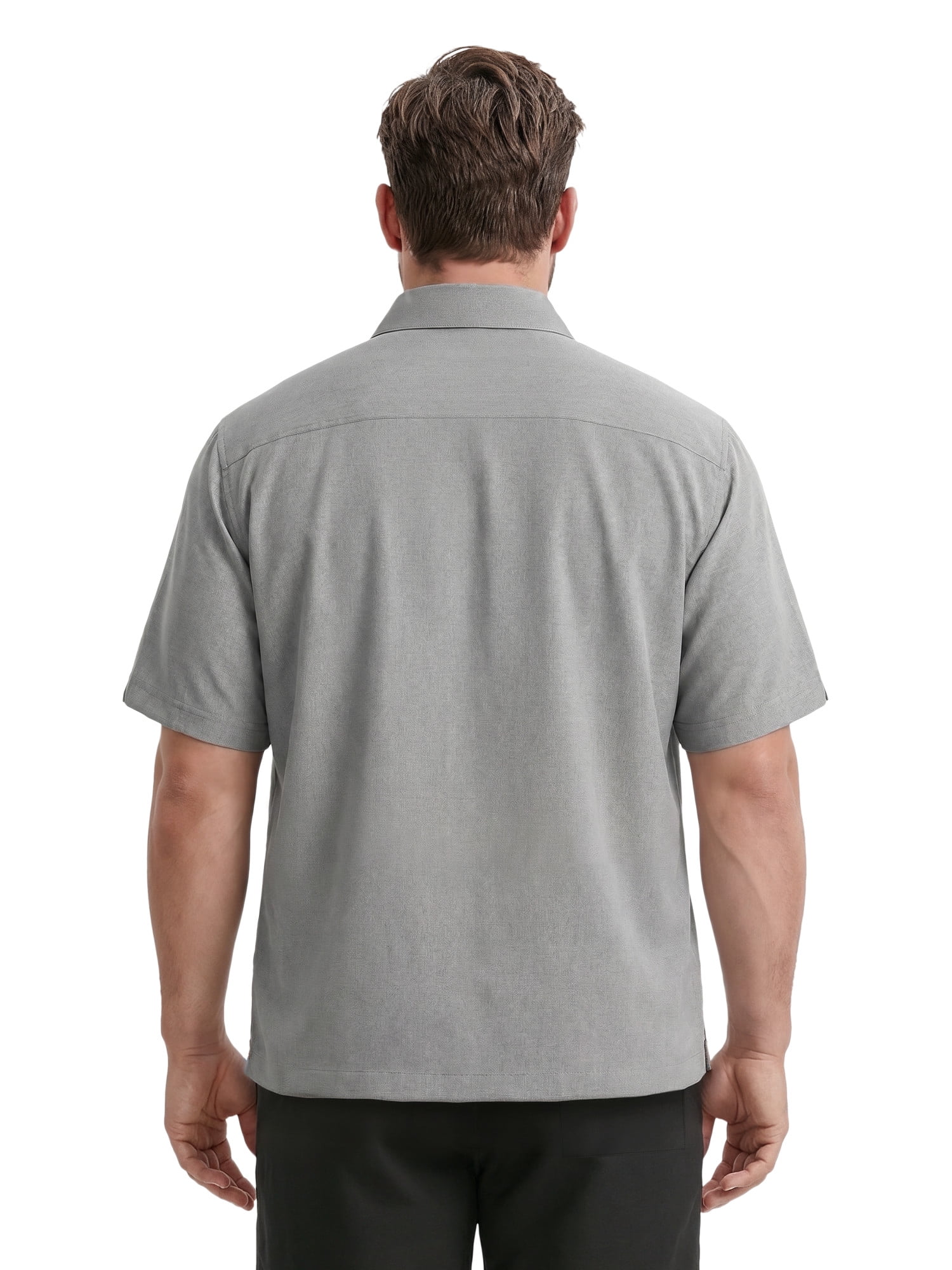 Cafe Luna Men’s and Big Men’s Geo Printed Panels Short Sleeve Button-Down Shirt, S-5XL