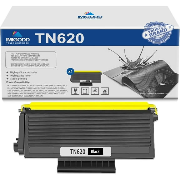 1-Pack TN620 Black Toner Cartridge Replacement for Brother High Capacity 4,000 Pages with HL-5240 5250DN/DNT 5270DN 5280DW 5350DN/DNLT 5370DW/DWT 5380DN MFC-8370 8460N 8470DN 8480DN 8660DN Printer