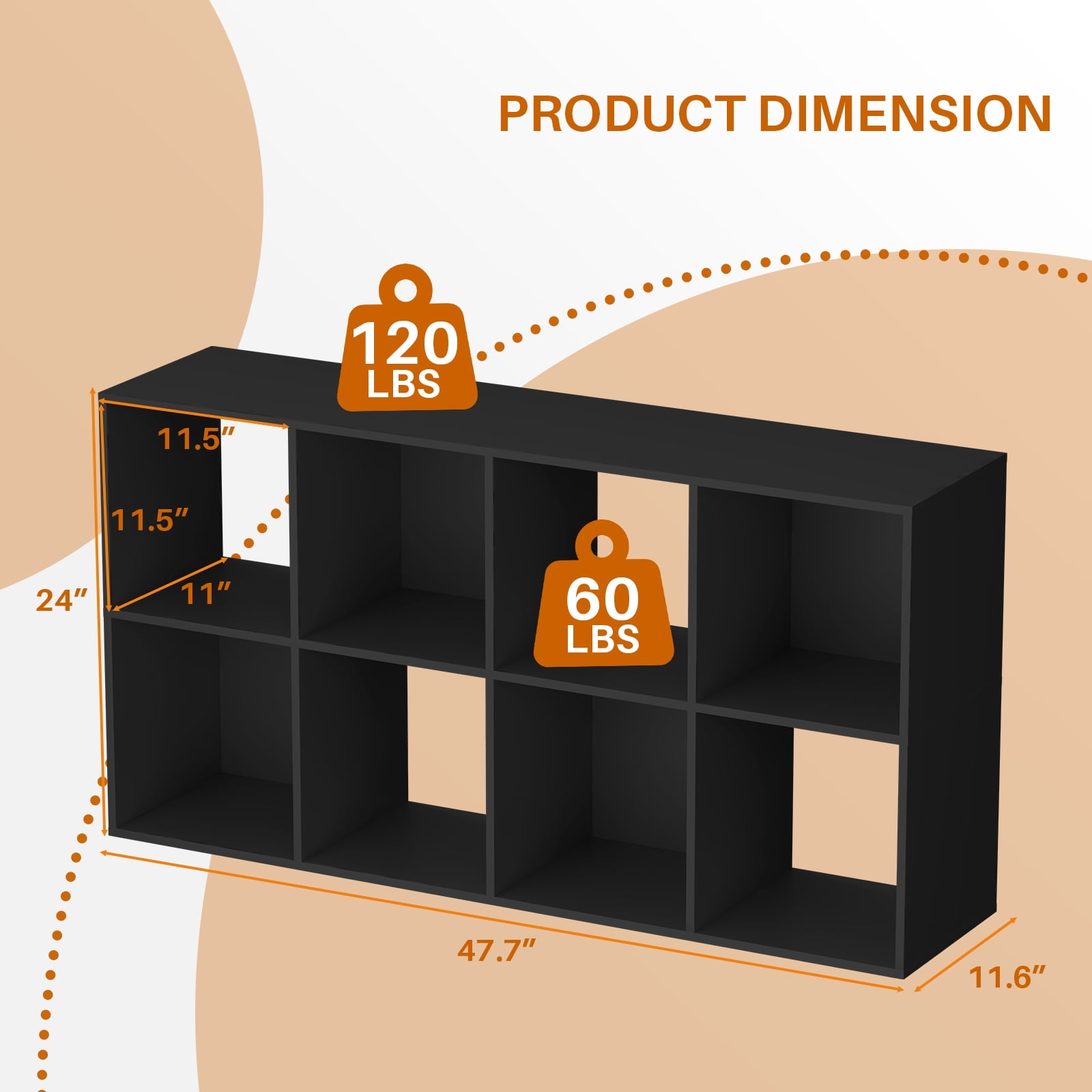 Bigleap 6/8/9 Cube Storage Organizer - Modern Open Cube Bookshelf with Removable Back Panels, Display Storage Bookcase for Living Room, Bedroom, Home Office, Entryway,Black
