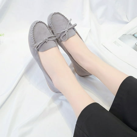 

ytjx leisure women round toe suede slip-on shoes flat single shoes casual shoes