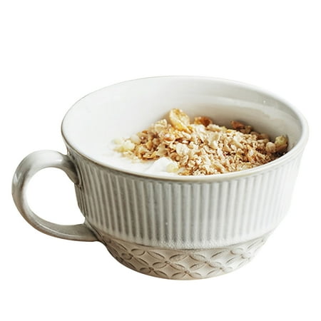 

Qeeadeea Ceramic Soup Cup With Handle 500ml Coffee Cup Deep Cereal Bowl For Breakfast Bowl Coffee Mug-white-15x12.5x7cm 17oz