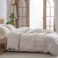 thumbnail image 4 of Cover Queen, 100% Washed Cotton Linen Like Textured Beige Bedding Set Queen, 1, 4 of 9
