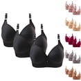 thumbnail image 5 of WREESH 3 Pack Push-Up Bra Adaptive Bra Women Printing Gathered Together Large Size Daily Bra Underwear No Underwire Bras Underwear Brown, 5 of 5