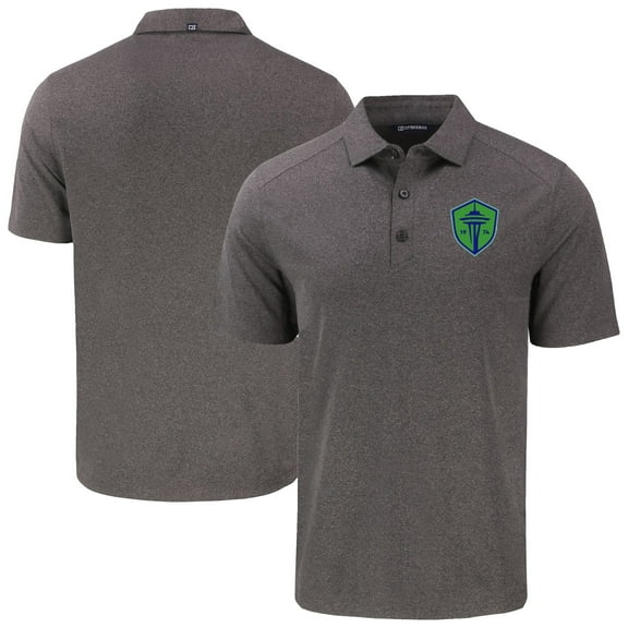 Men's-Cutter & Buck  Heather Black Seattle Sounders FC Big & Tall Forge Eco Stretch Recycled Polo
