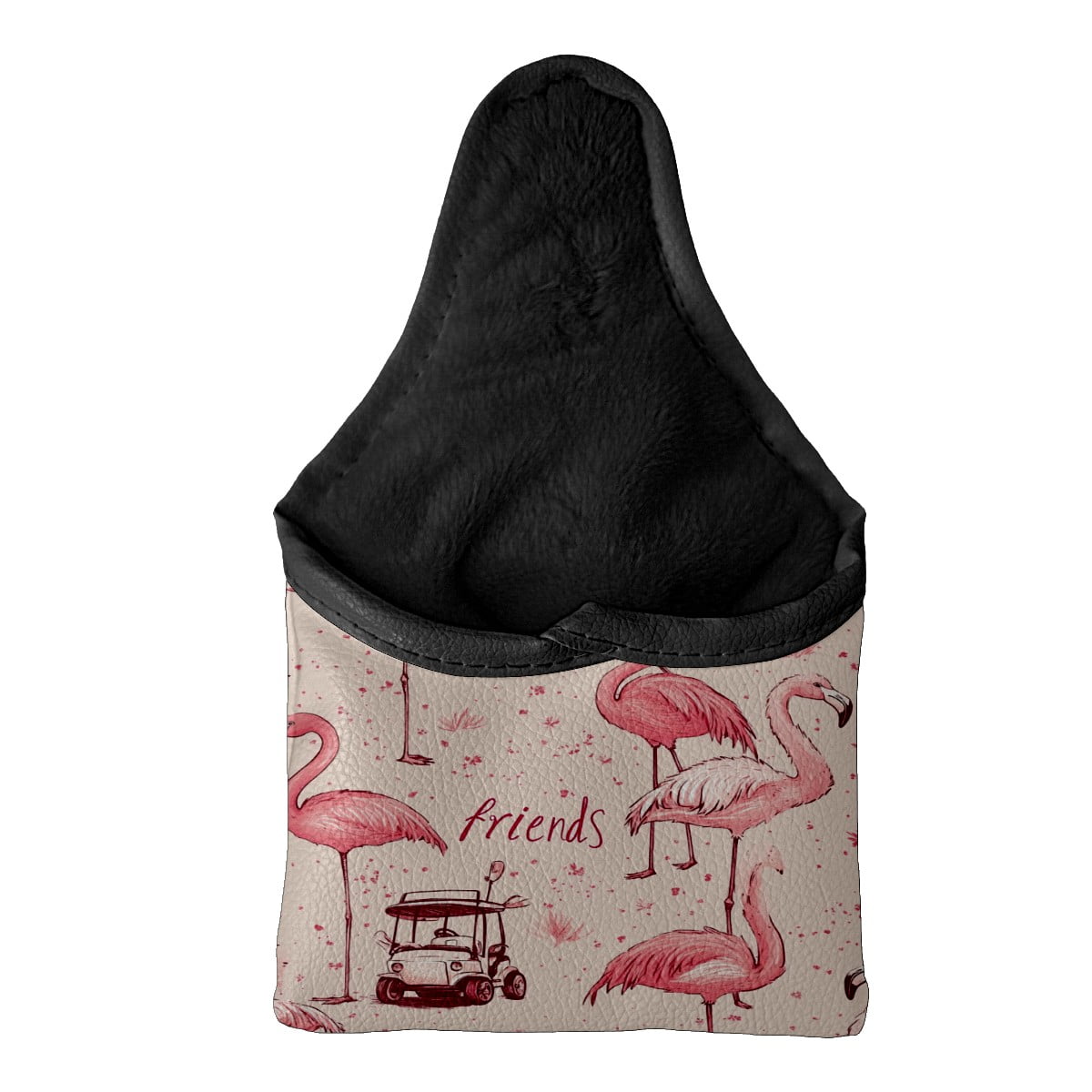 Golf Mallet Putter Cover Premium Leather Waterproof Golf Putter Head Cover with Magnetic Closure Flamingo